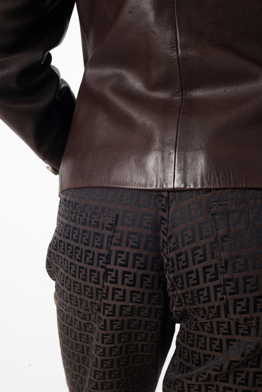 Fendi 90's brown denim monogram trousers