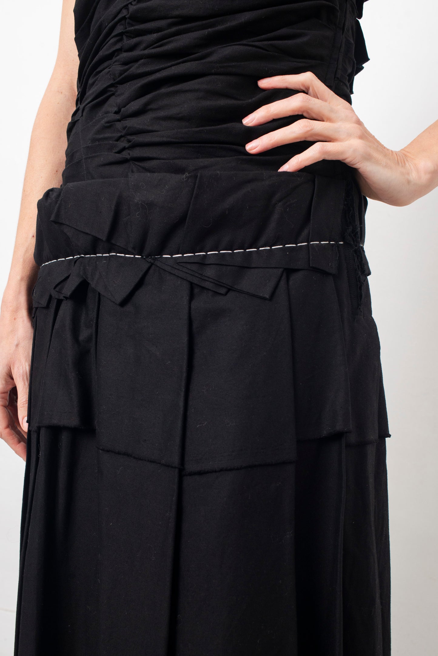 Comme des Garçons SS 1998 black multiple layered folded cotton dress