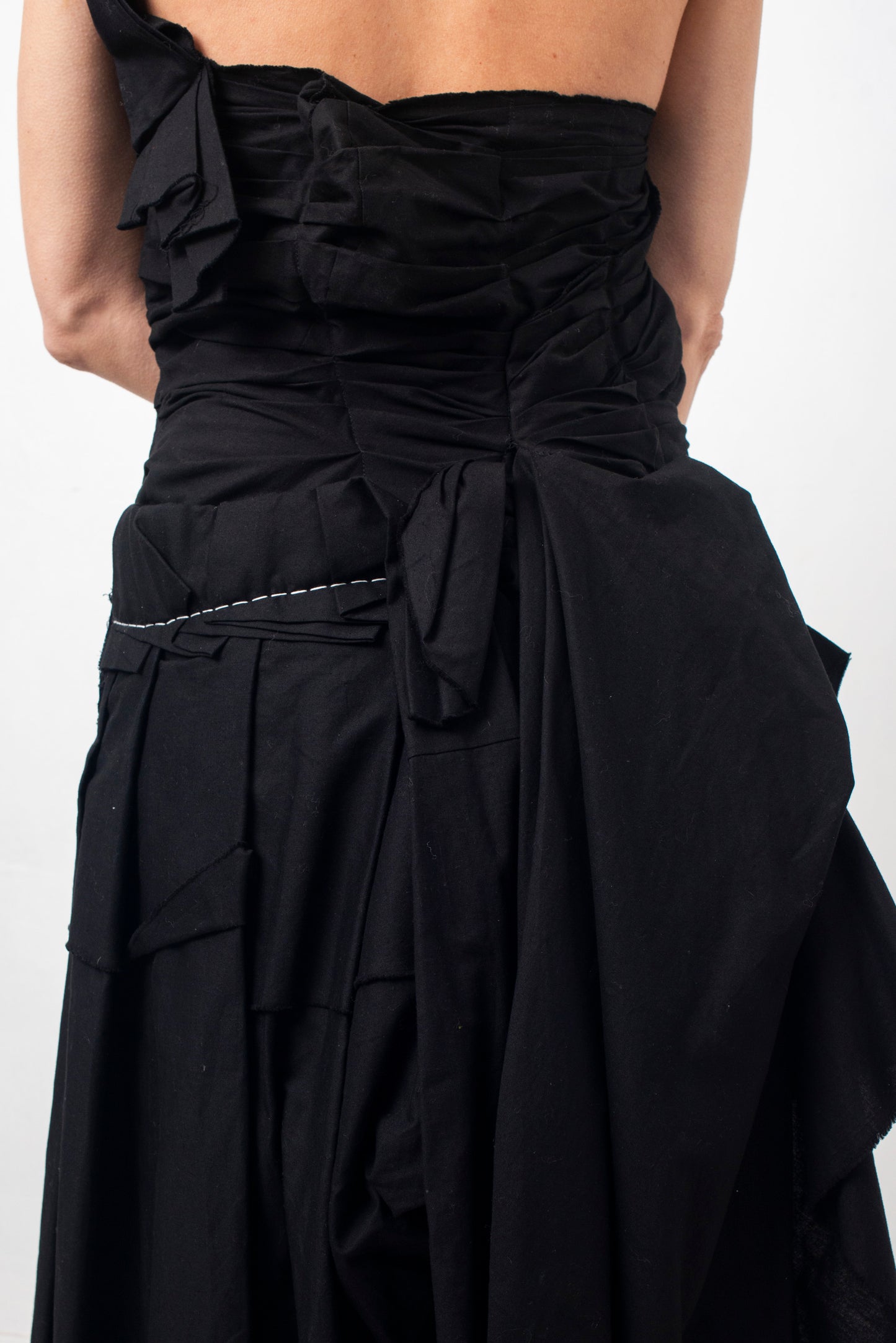 Comme des Garçons SS 1998 black multiple layered folded cotton dress