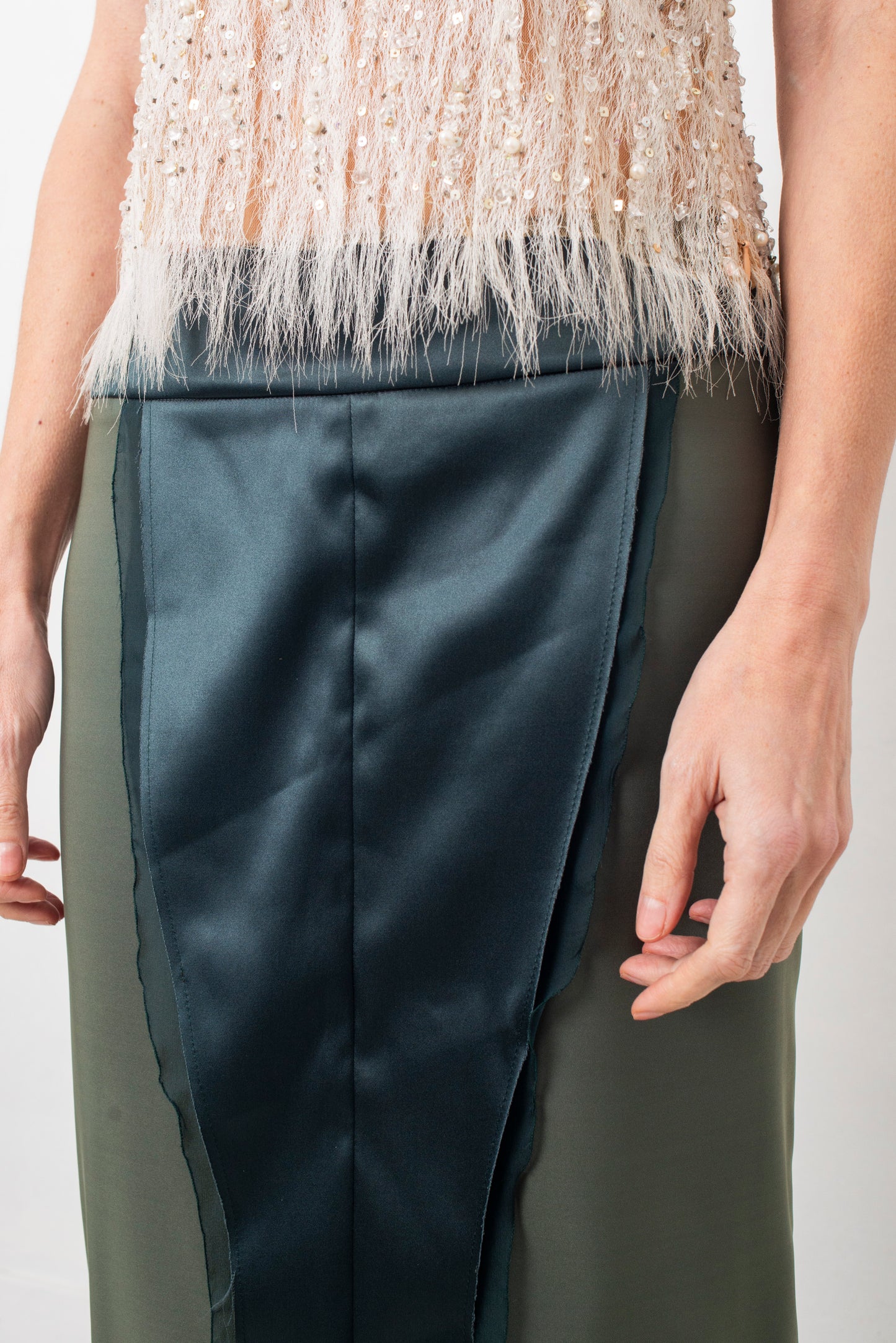 Stella McCartney 2000's green silk midi pencil skirt