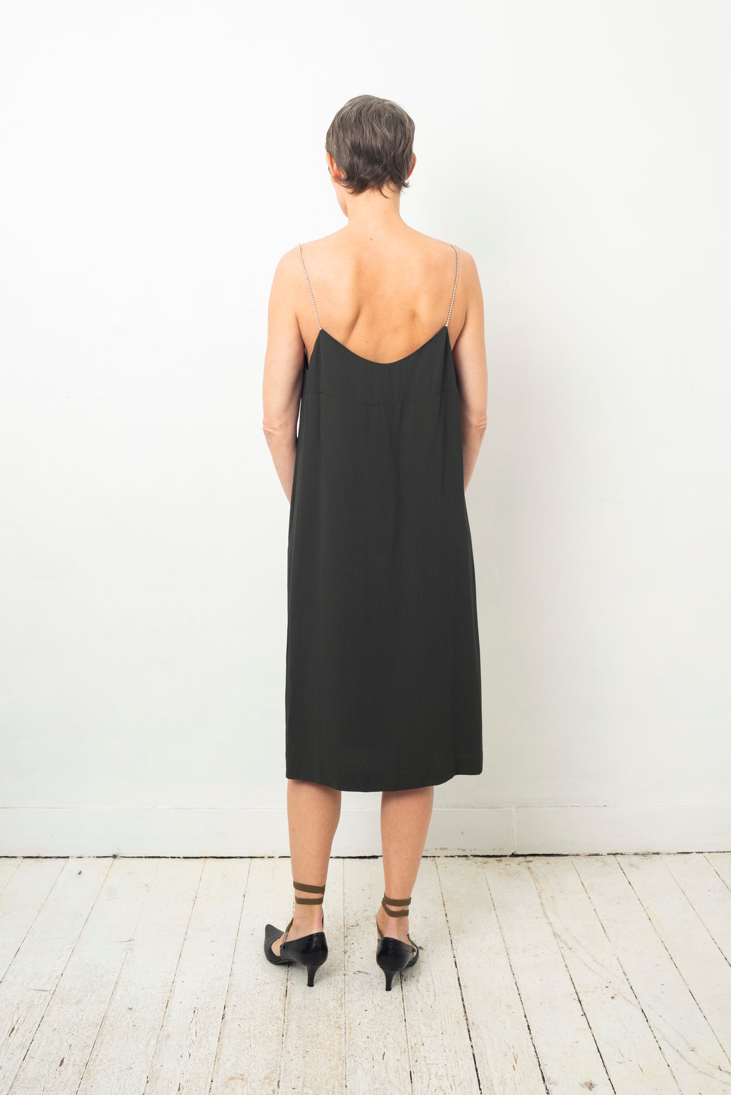 Dries van Noten 2000's bottle green crystal embellished slip dress