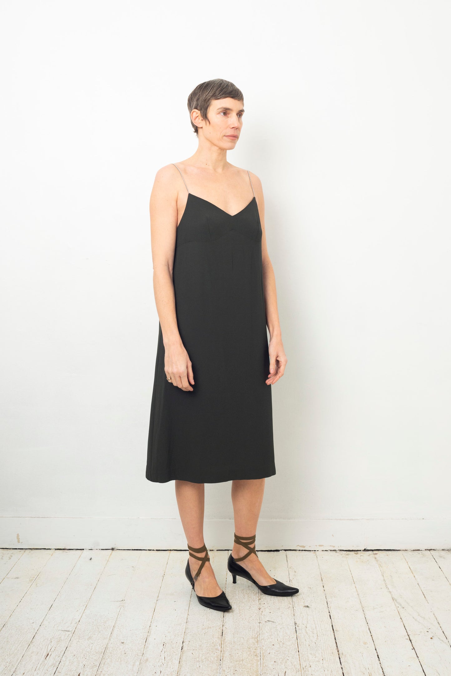 Dries van Noten 2000's bottle green crystal embellished slip dress