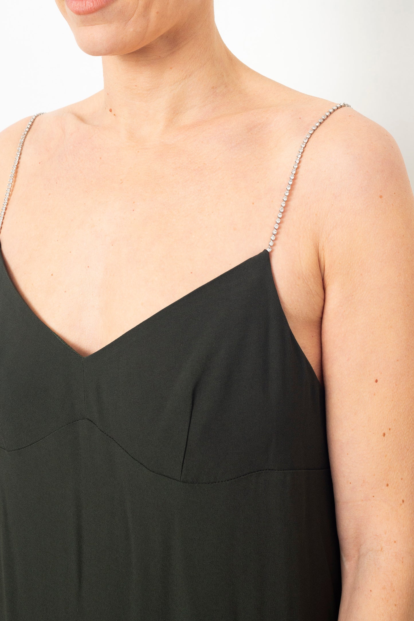 Dries van Noten 2000's bottle green crystal embellished slip dress