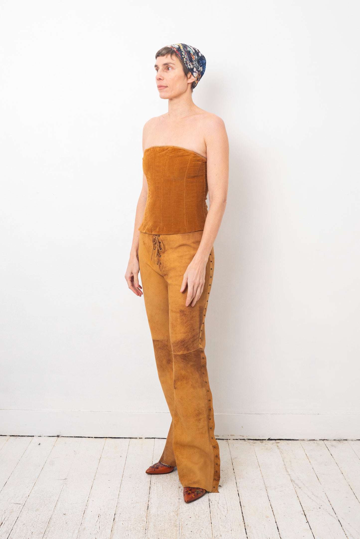 Vent Couvert 2000's low waisted suede flared trousers