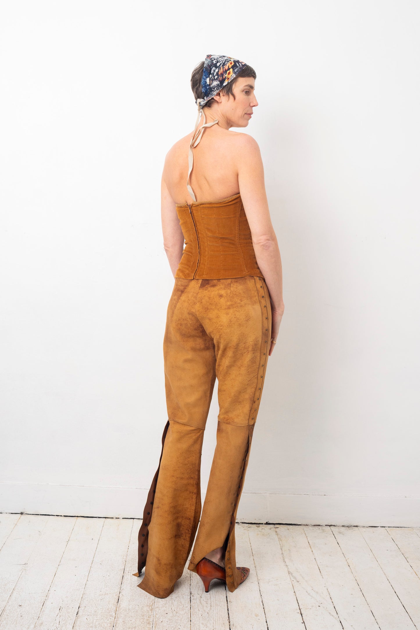 Vent Couvert 2000's low waisted suede flared trousers