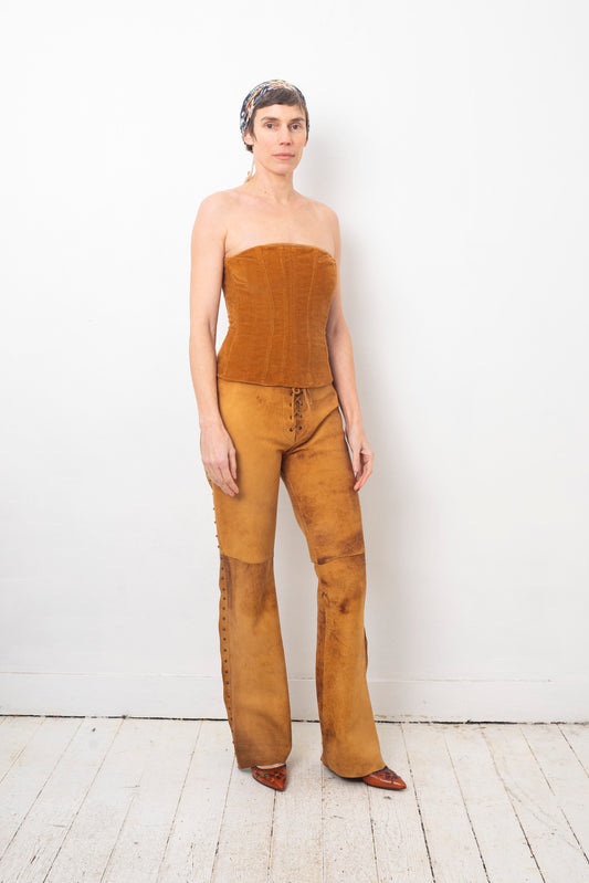 Vent Couvert 2000's low waisted suede flared trousers
