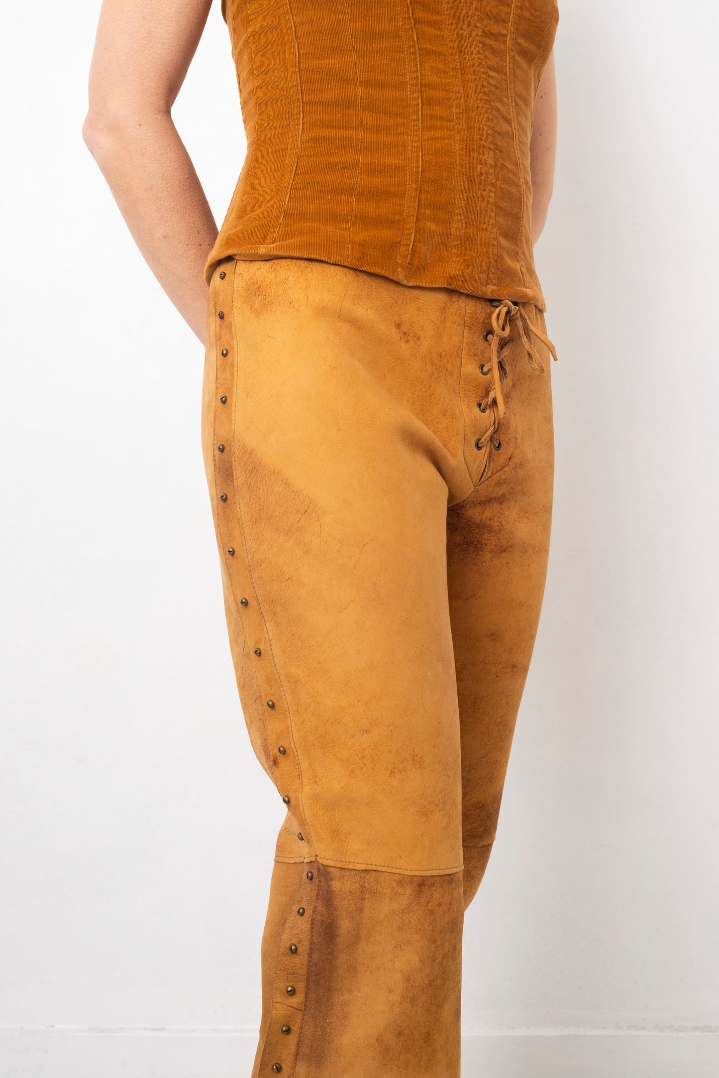 Vent Couvert 2000's low waisted suede flared trousers