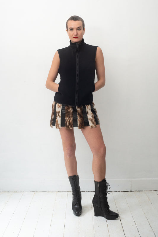 Emporio Armani black nylon zipper sleeveless vest