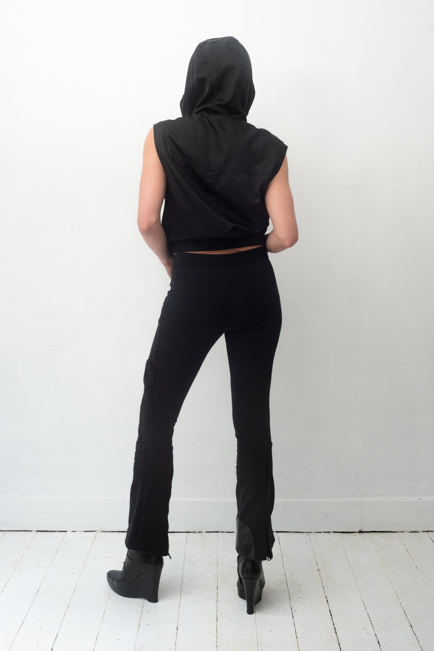 Prada 2000's futuristic black flared nylon trousers