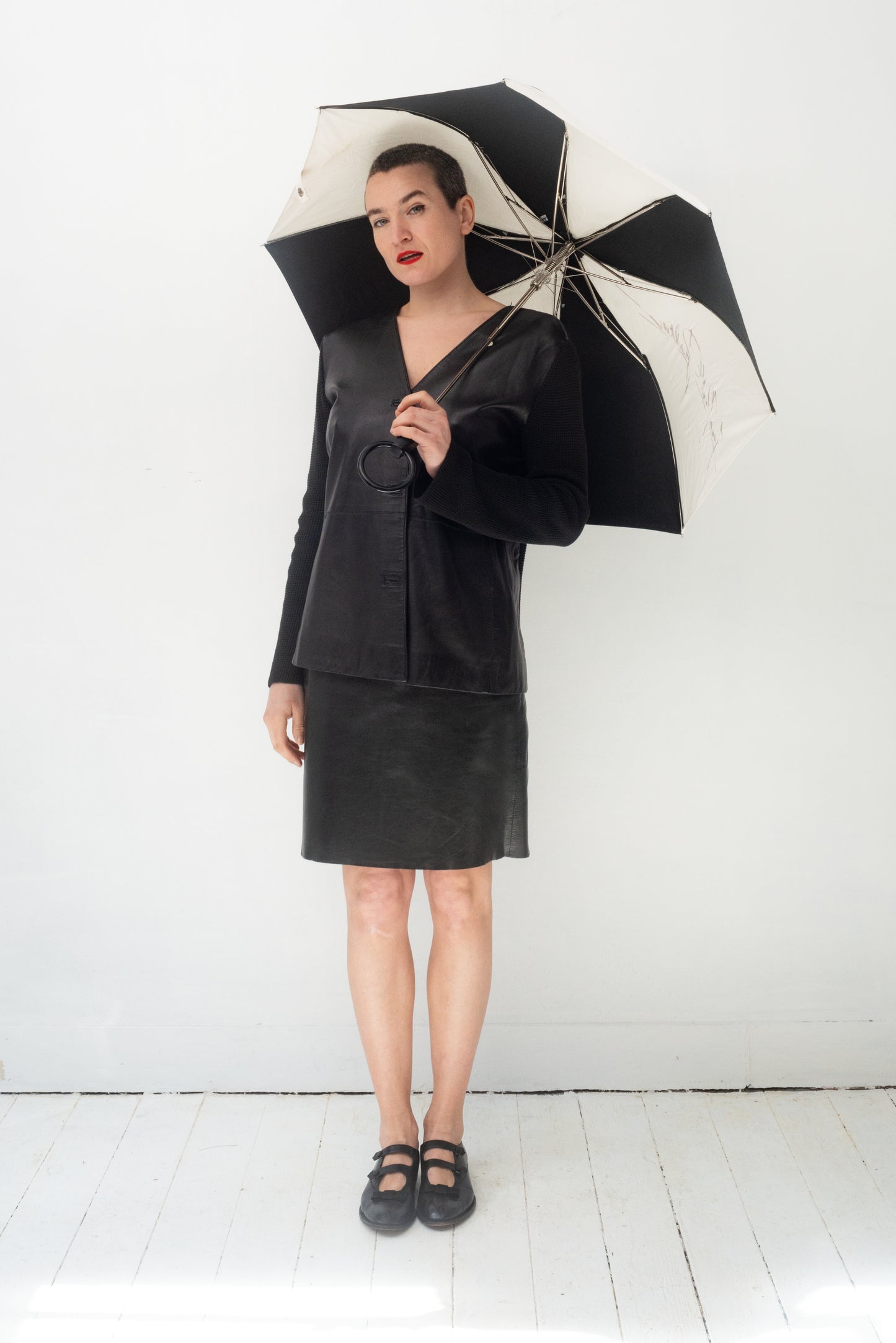 Jean Paul Gaultier 80's black and white striped umbrella