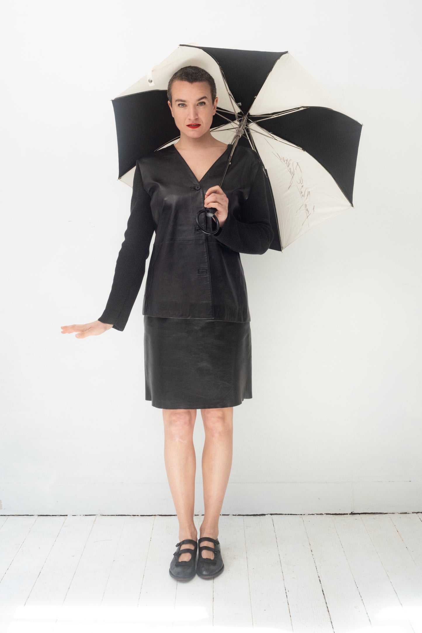 Jean Paul Gaultier 80's black and white striped umbrella