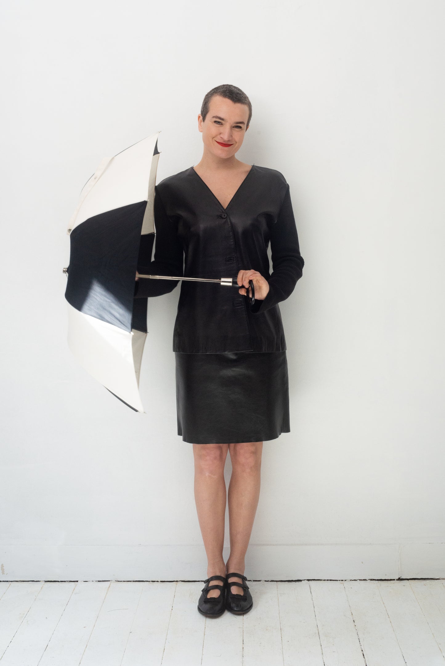 Jean Paul Gaultier 80's black and white striped umbrella