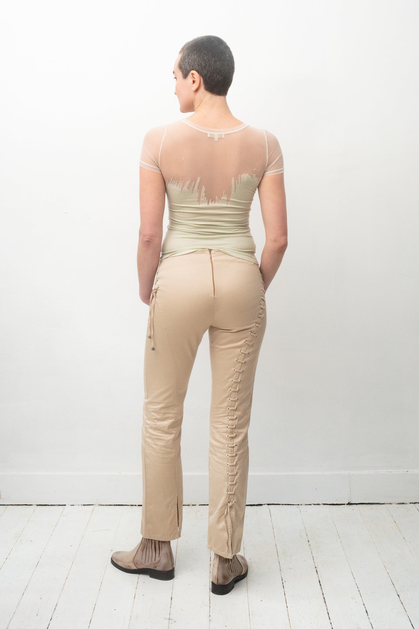 Roberto Cavalli 2000's mesh mint green top