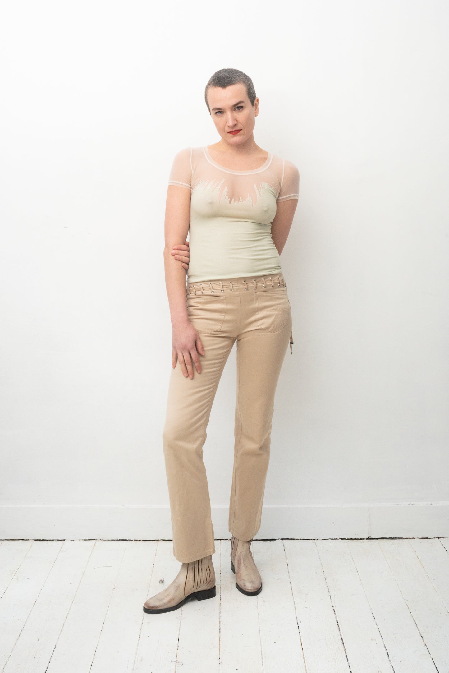 Gianfranco Ferre 90's beige laced up trousers