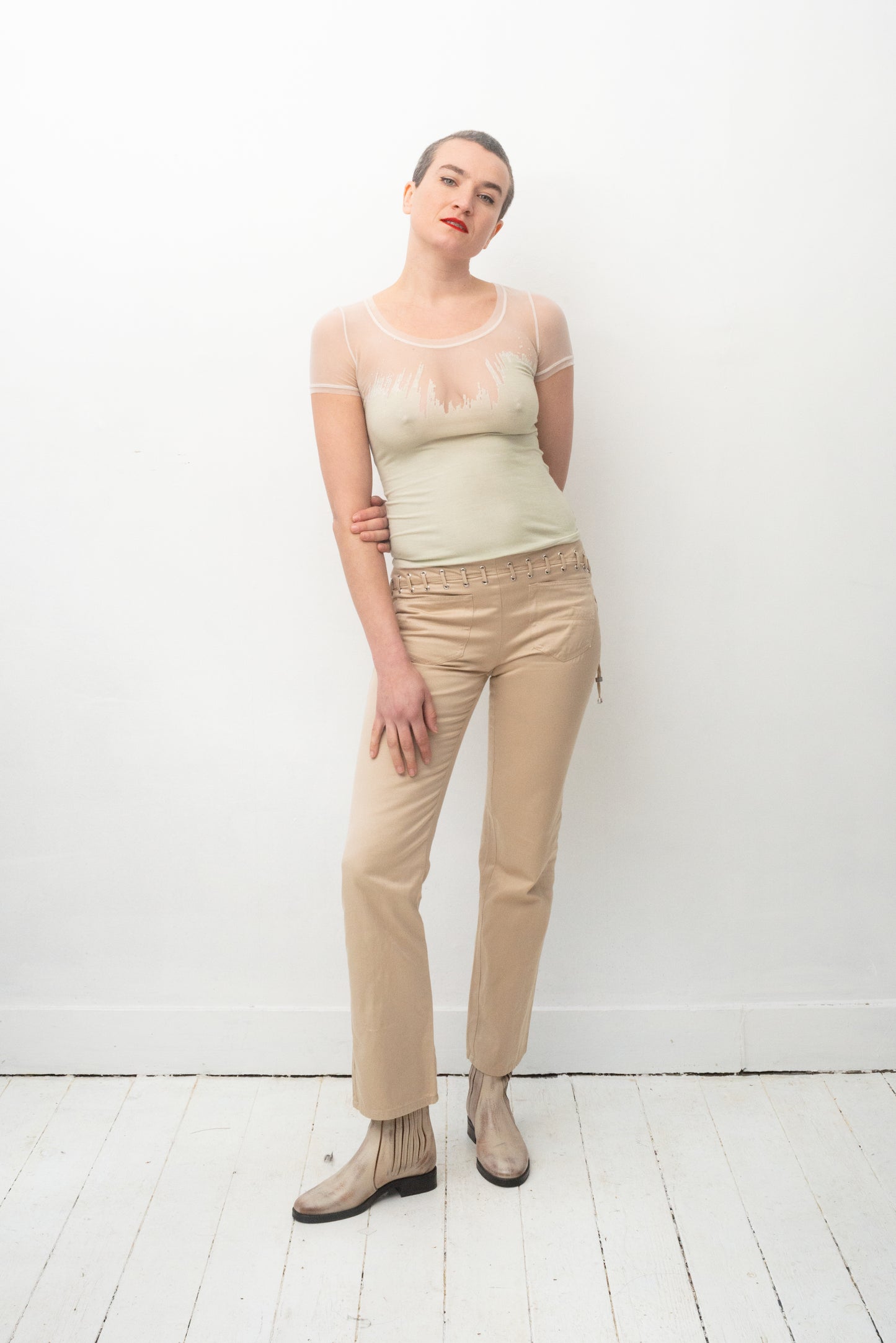 Roberto Cavalli 2000's mesh mint green top