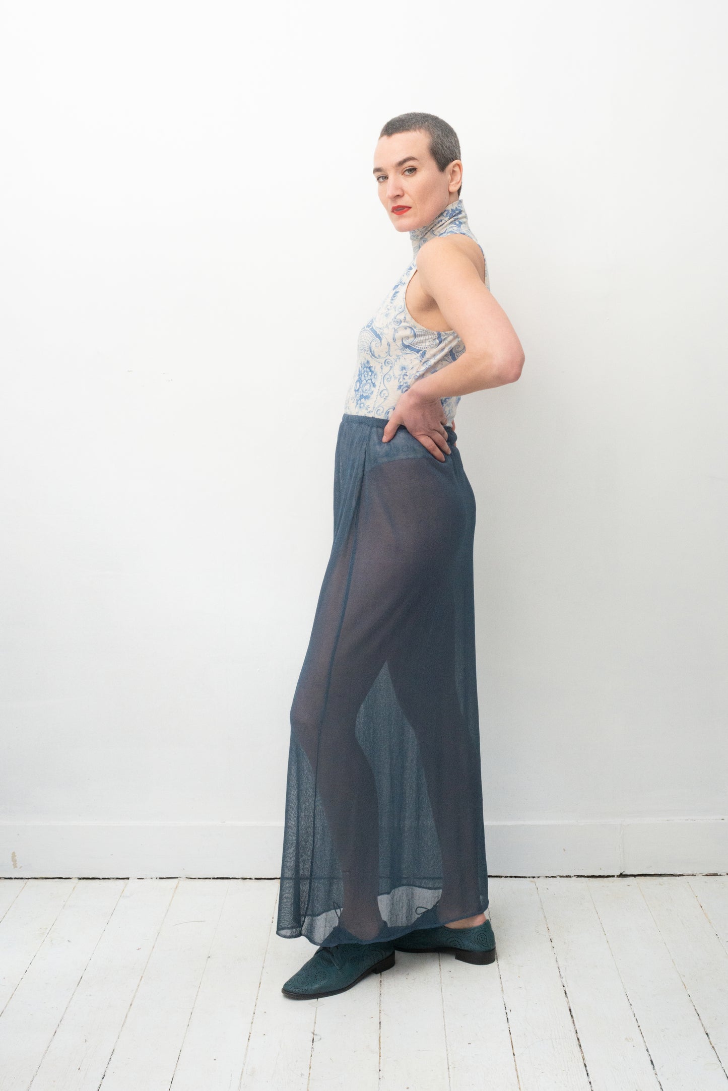 Fendissime 90's porcelain print blue and cream bodysuit