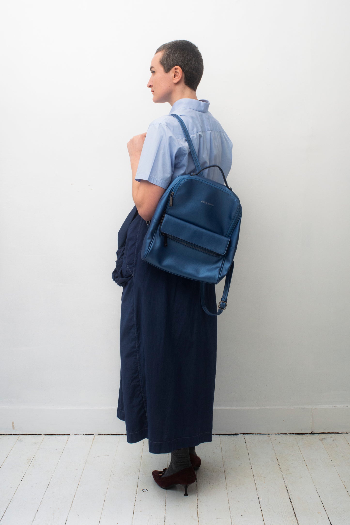Issey Miyake 80's royal blue cotton sculptural wrap skirt