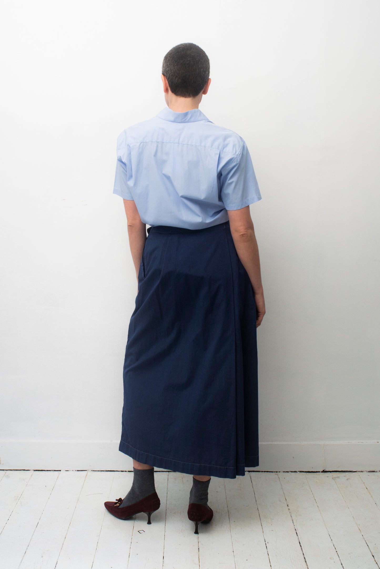 Issey Miyake 80's royal blue cotton sculptural wrap skirt