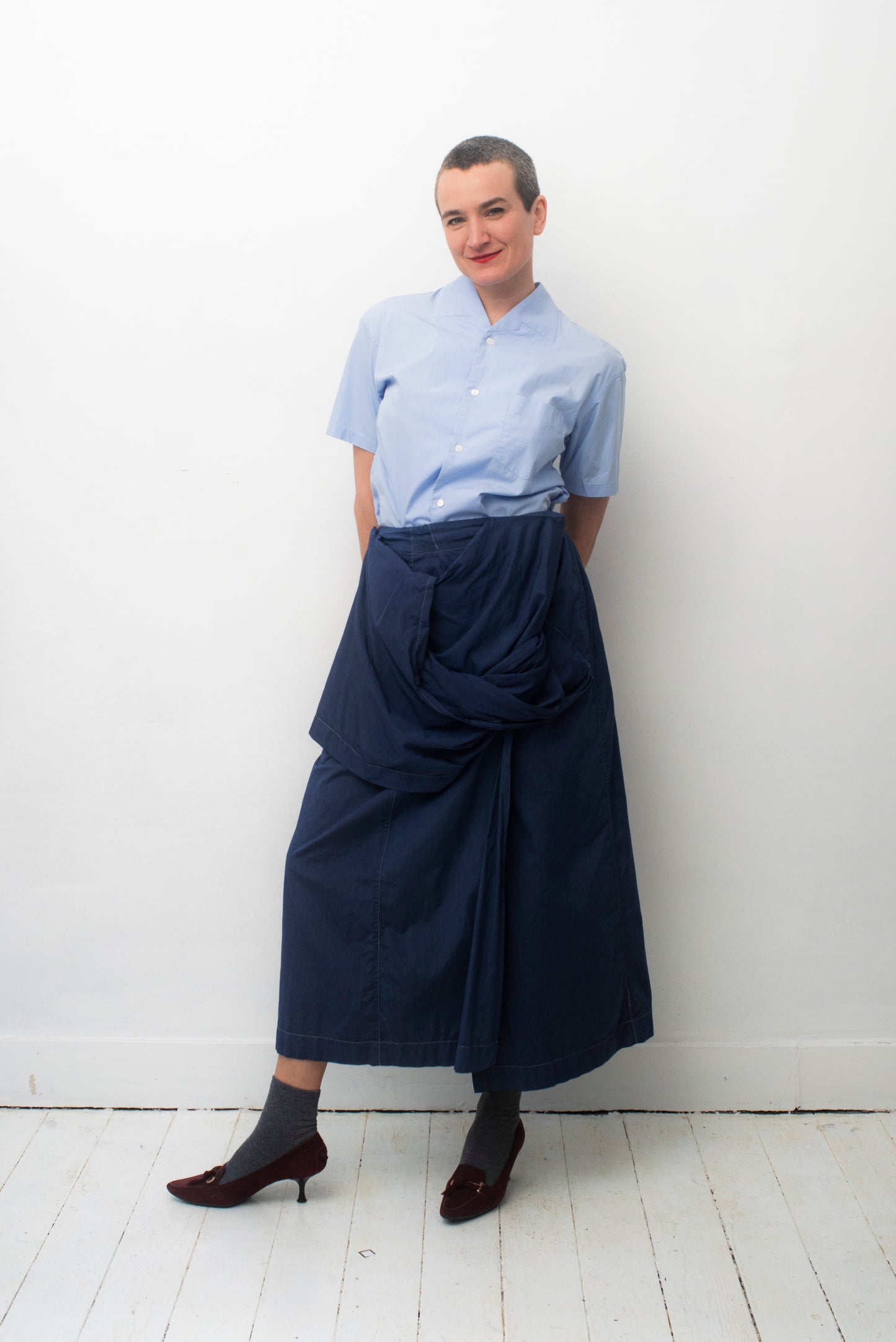 Comme des Garçons 2000's light blue cotton shirt with stitched collar