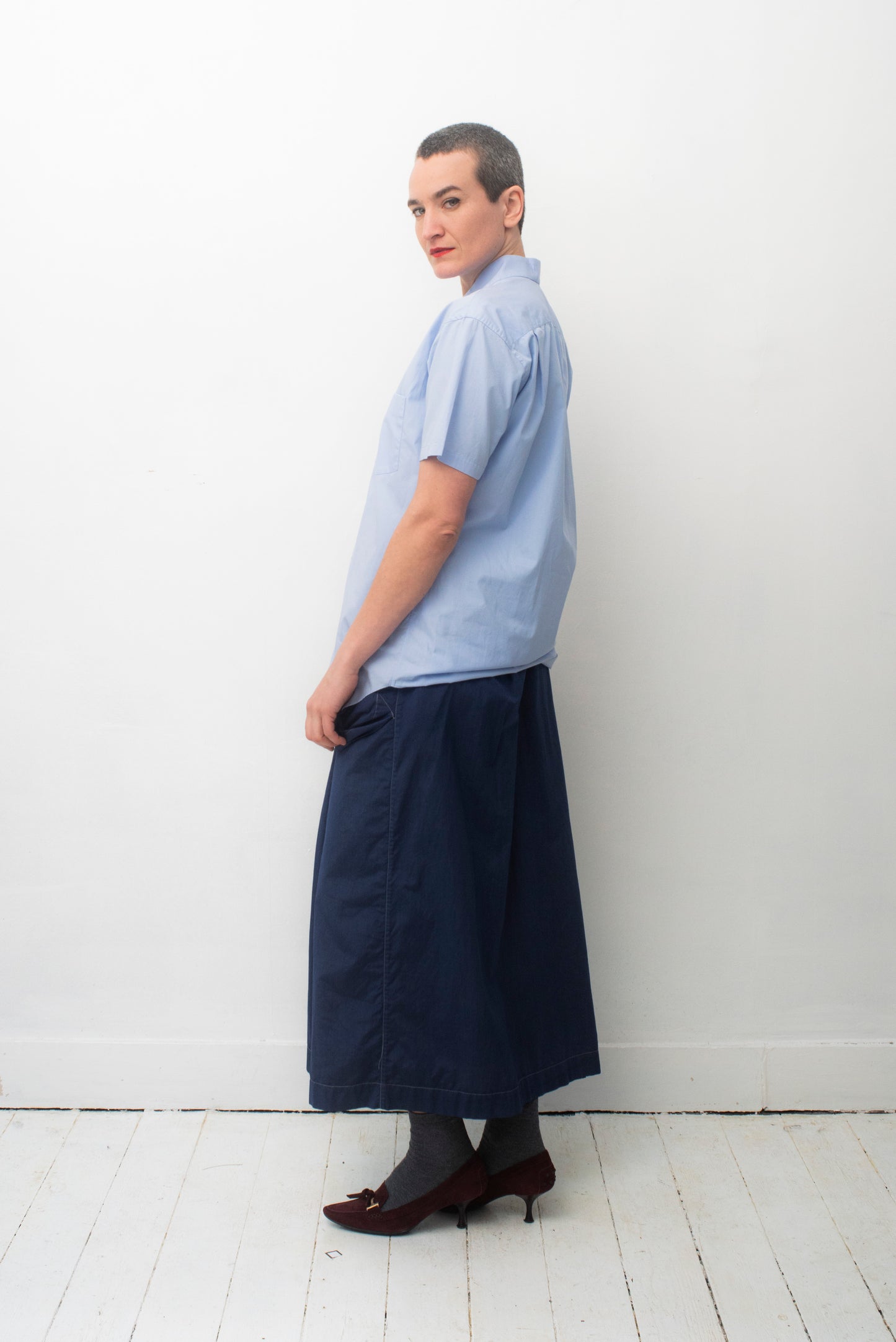Comme des Garçons 2000's light blue cotton shirt with stitched collar