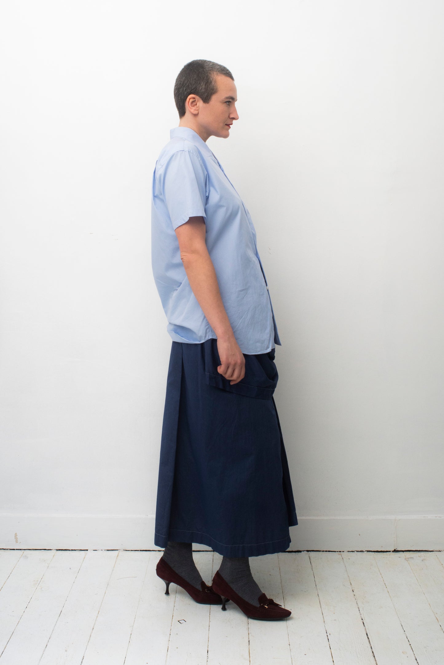Comme des Garçons 2000's light blue cotton shirt with stitched collar