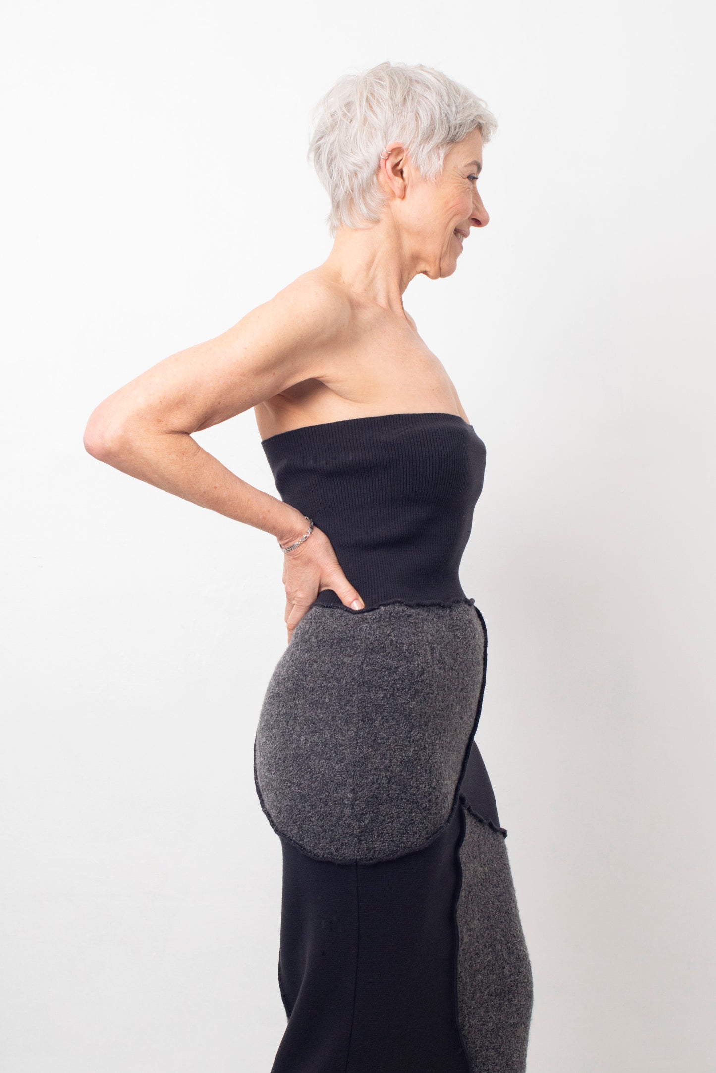 Helena van Haeren 2000's patchwork grey and black wool skirt