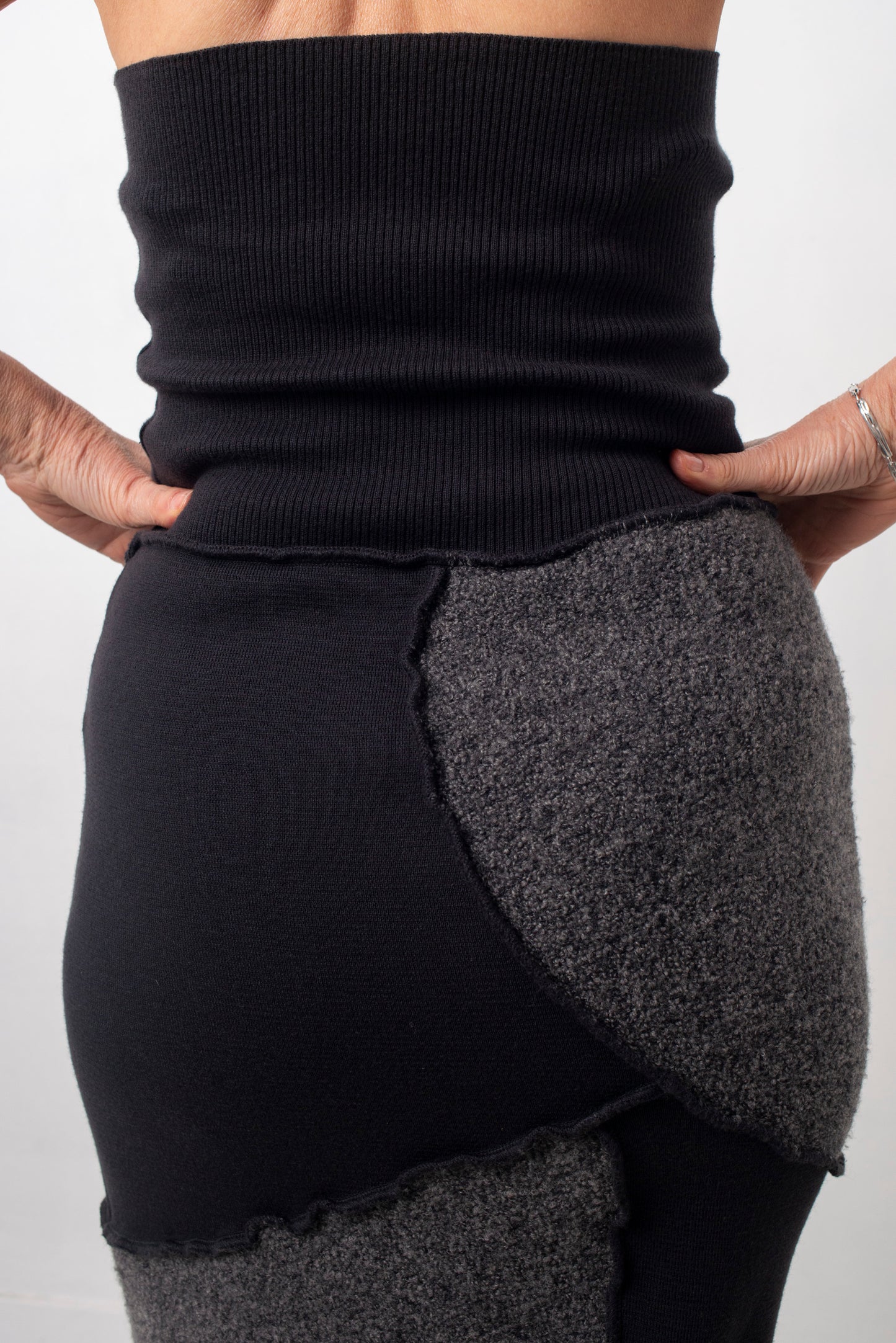 Helena van Haeren 2000's patchwork grey and black wool skirt