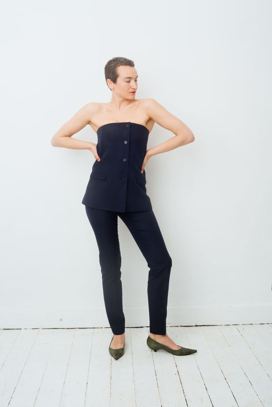 Jil Sander SS 2008 dark blue corset pantsuit