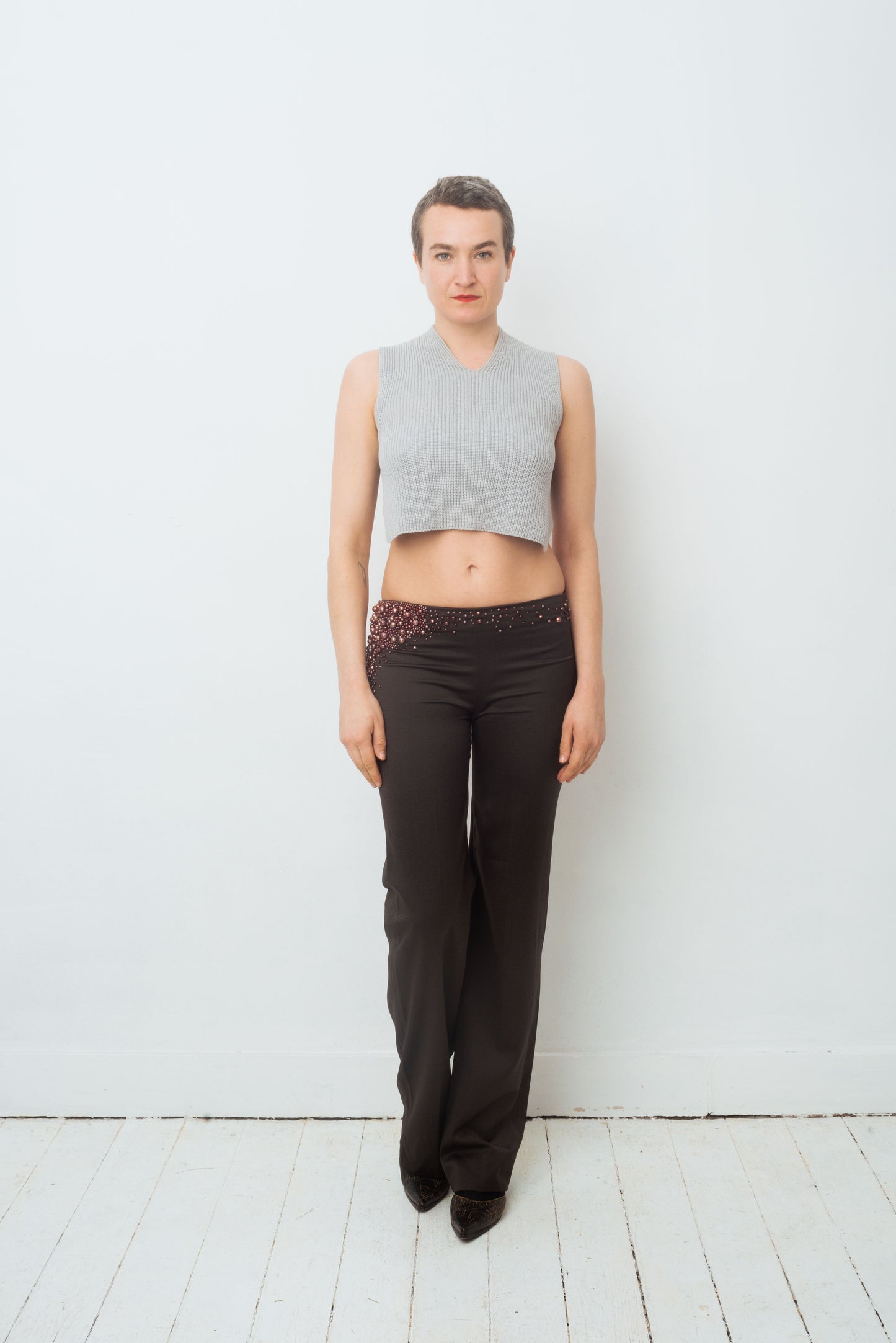 Chloé FW 2001 beaded low waist trousers