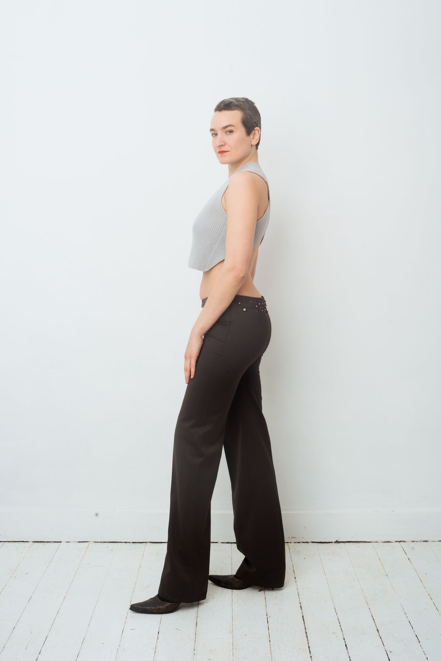 Chloé FW 2001 beaded low waist trousers