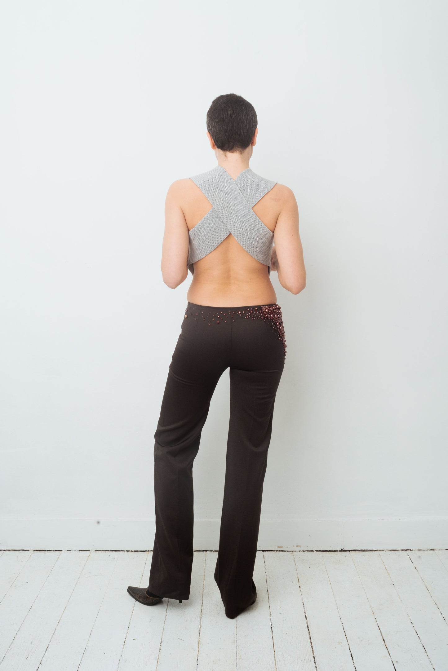 Chloé FW 2001 beaded low waist trousers