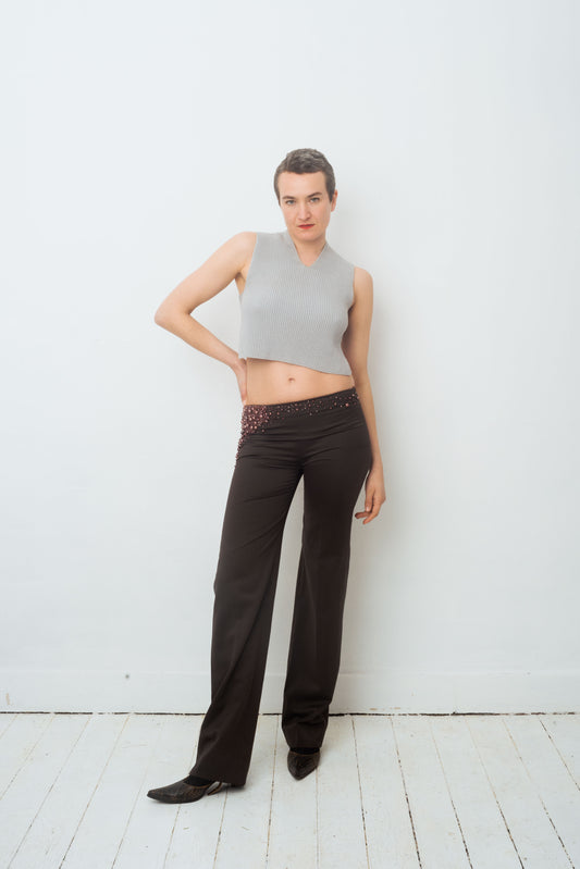 Chloé FW 2001 beaded low waist trousers