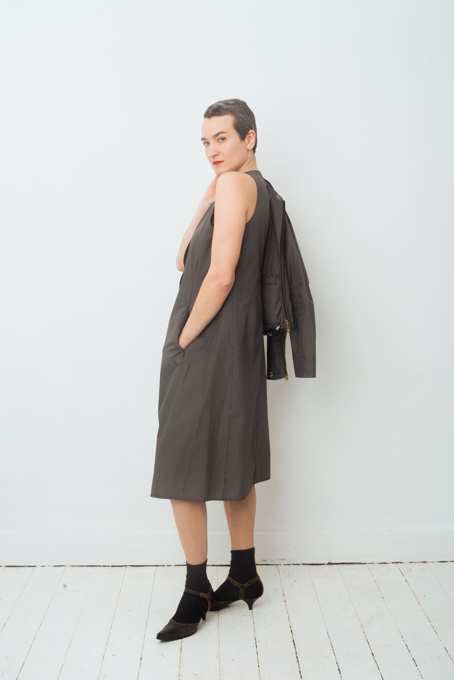 Emporio Armani 90's nylon grey A-line dress