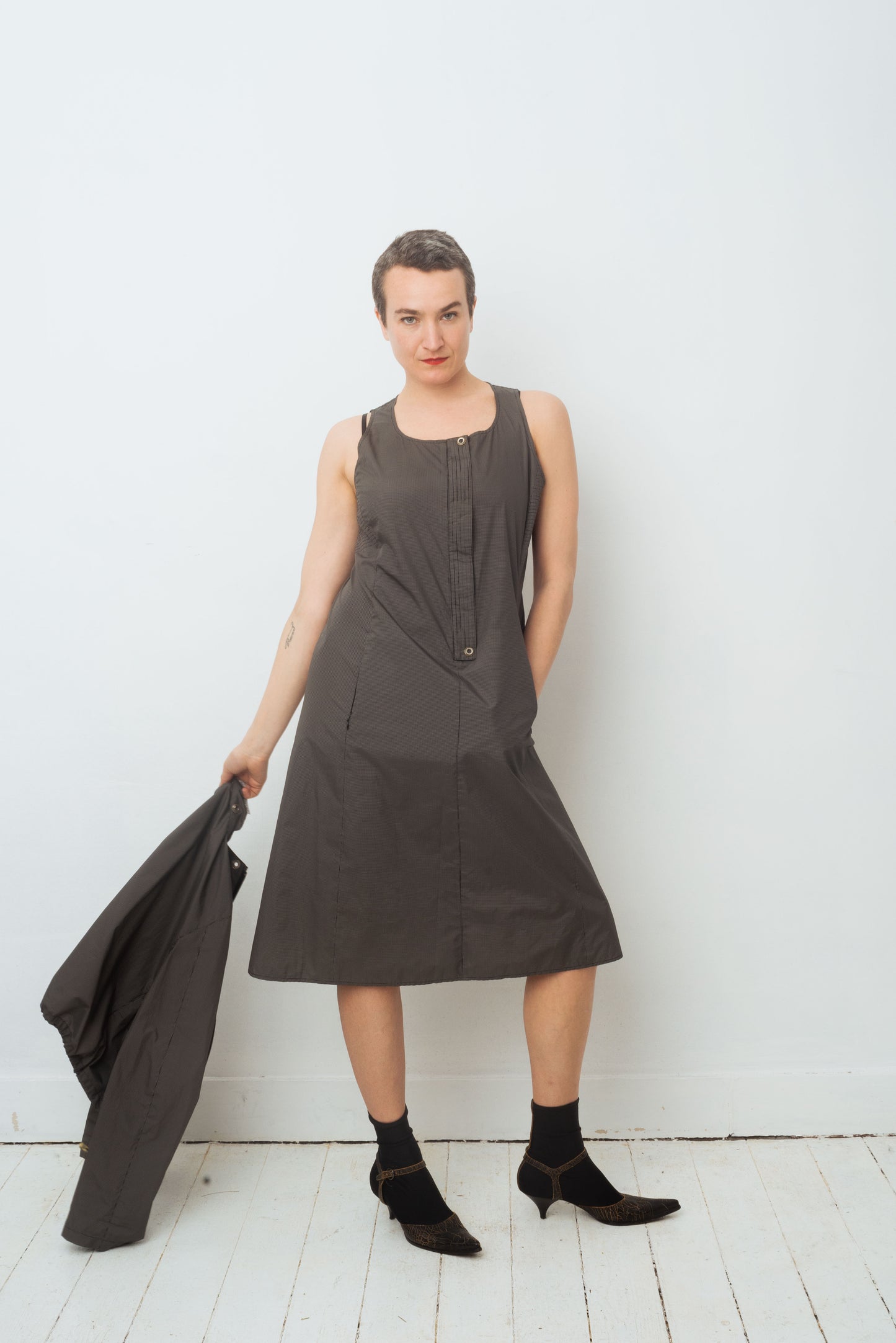 Emporio Armani 90's nylon grey A-line dress