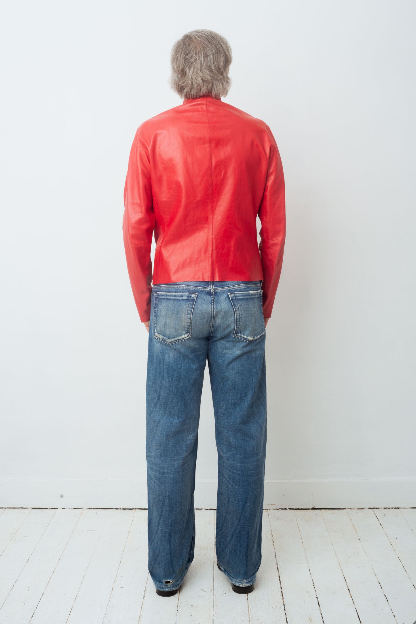 Jil Sander 2000's red leather motorcycle jacket