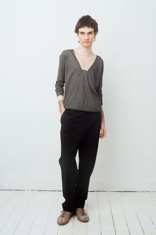 Yves Saint Laurent FW 2012 silver knit long sleeve shirt