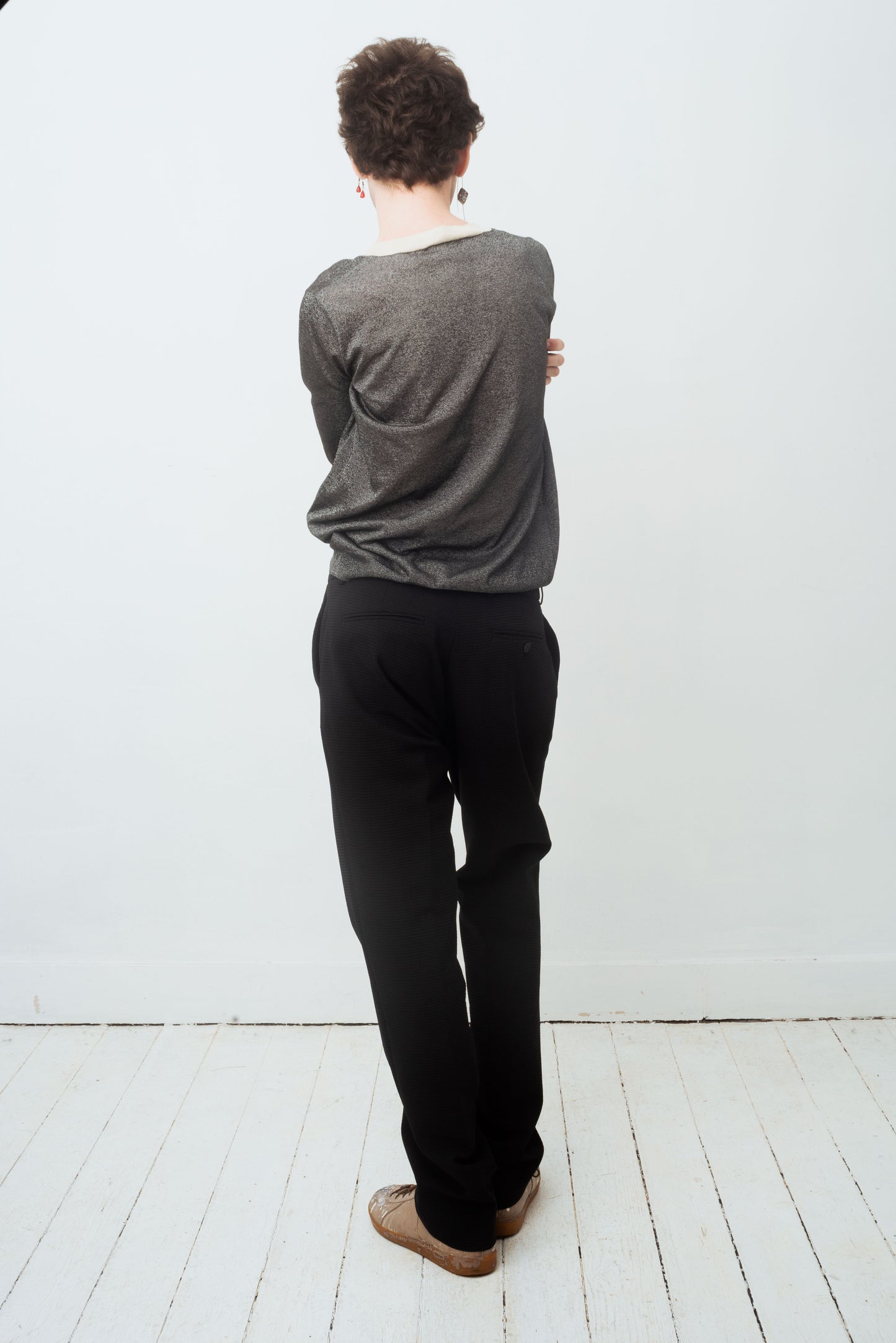 Yves Saint Laurent FW 2012 silver knit long sleeve shirt