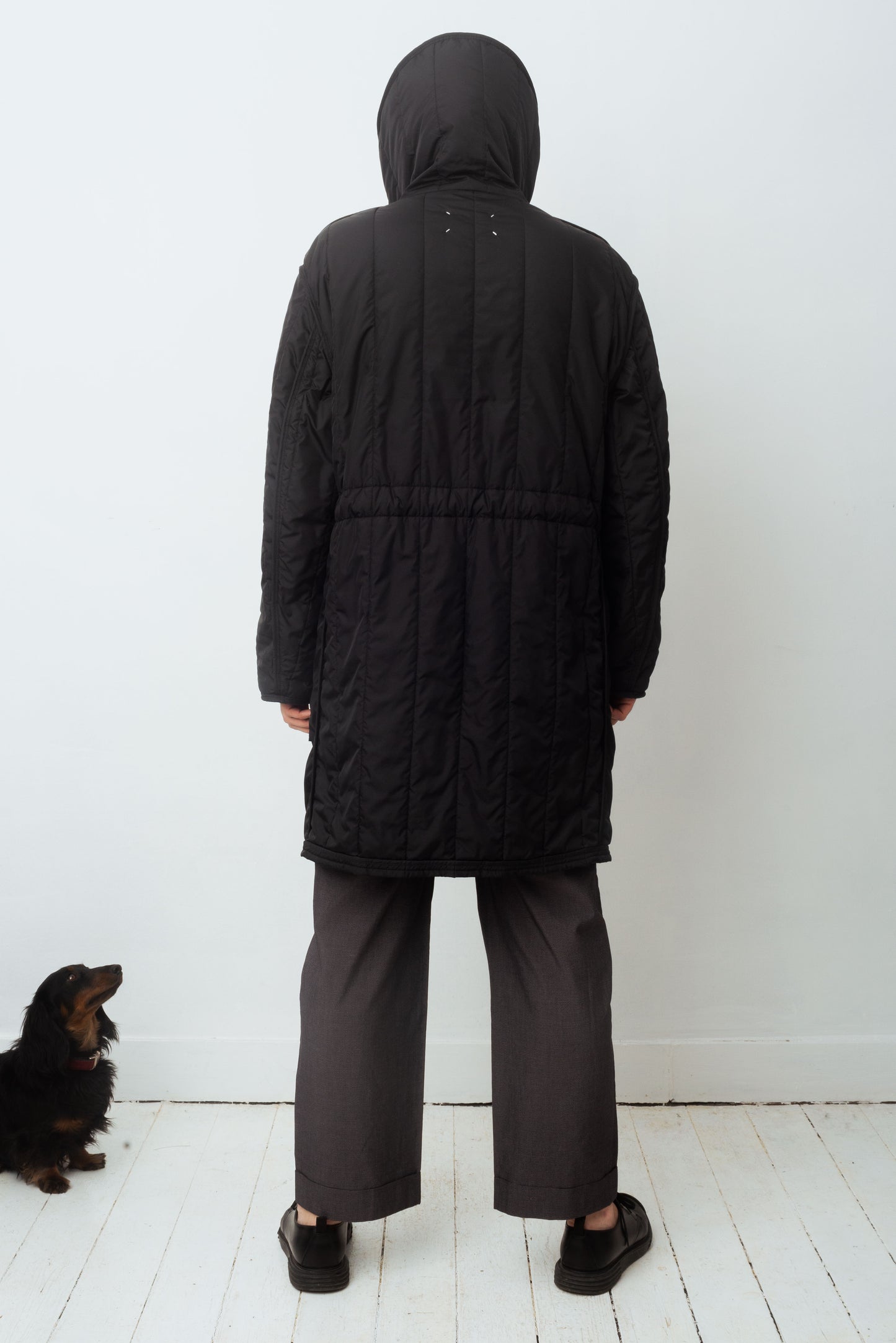 Martin Margiela FW 2018 black down coat with hood