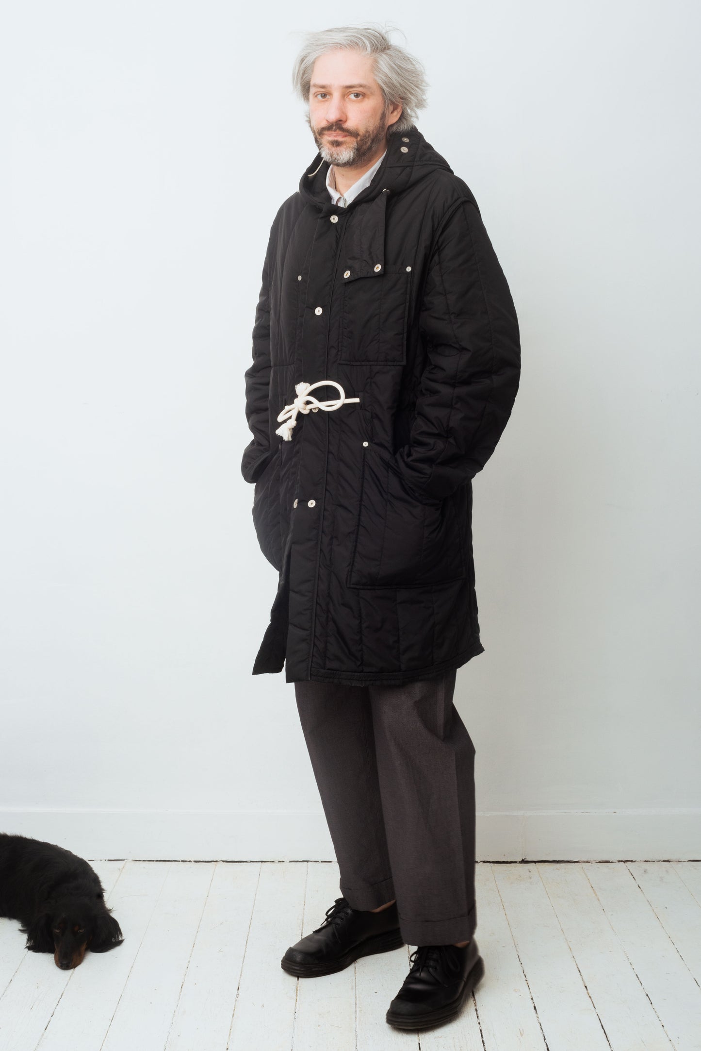 Martin Margiela FW 2018 black down coat with hood