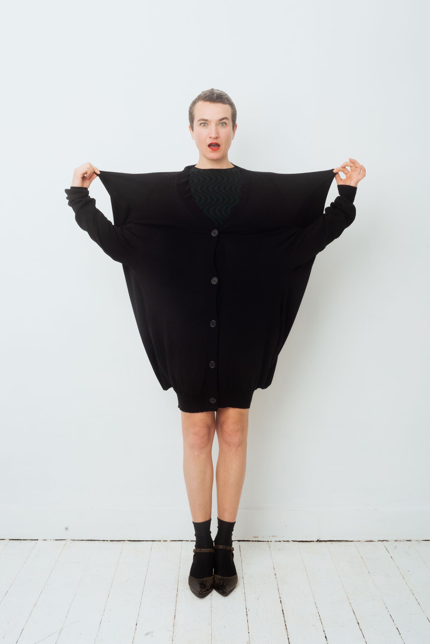 Martin Margiela line 0 square shaped black maxi cardigan