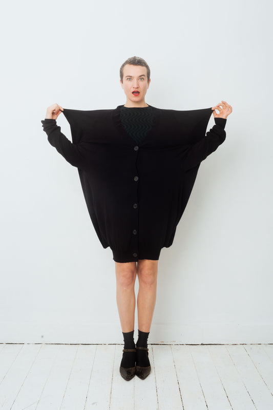 Martin Margiela line 0 square shaped black maxi cardigan