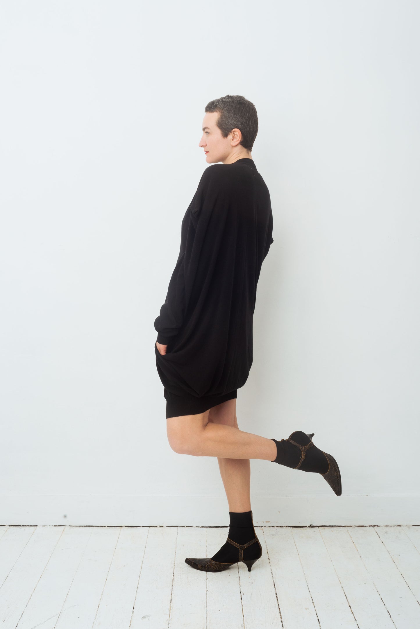 Martin Margiela line 0 square shaped black maxi cardigan