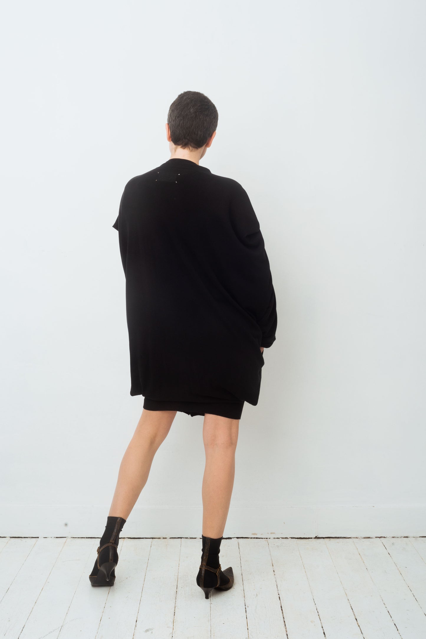 Martin Margiela line 0 square shaped black maxi cardigan