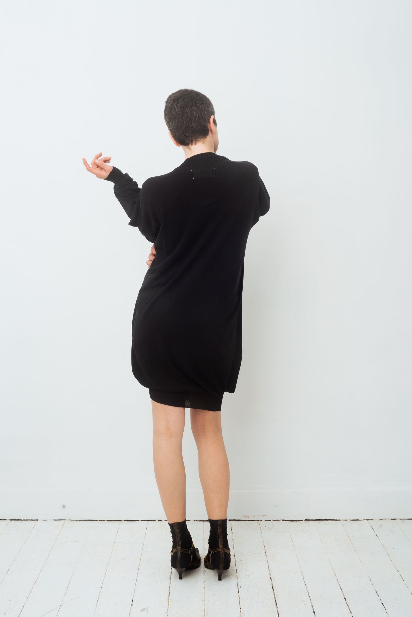 Martin Margiela line 0 square shaped black maxi cardigan