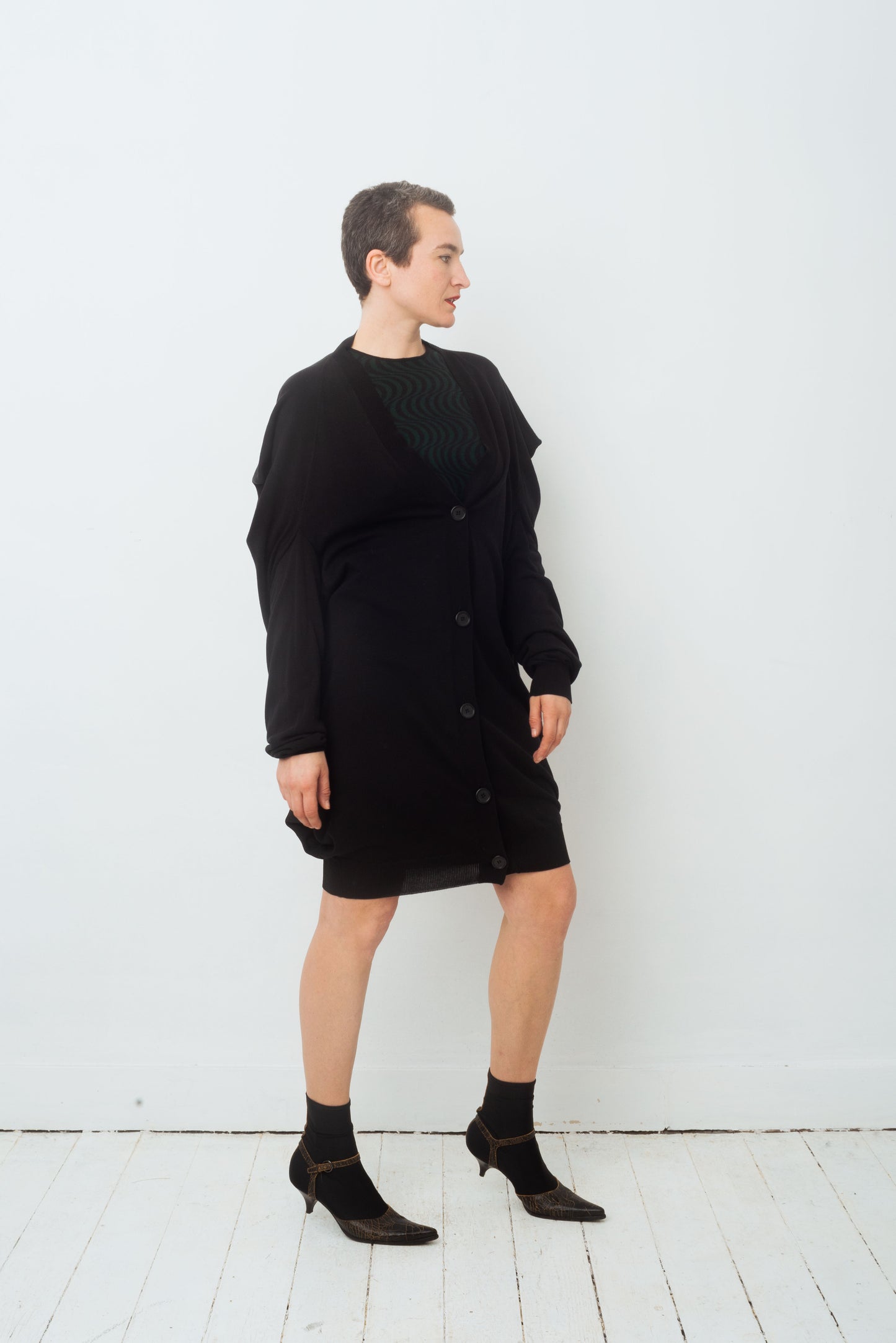 Martin Margiela line 0 square shaped black maxi cardigan