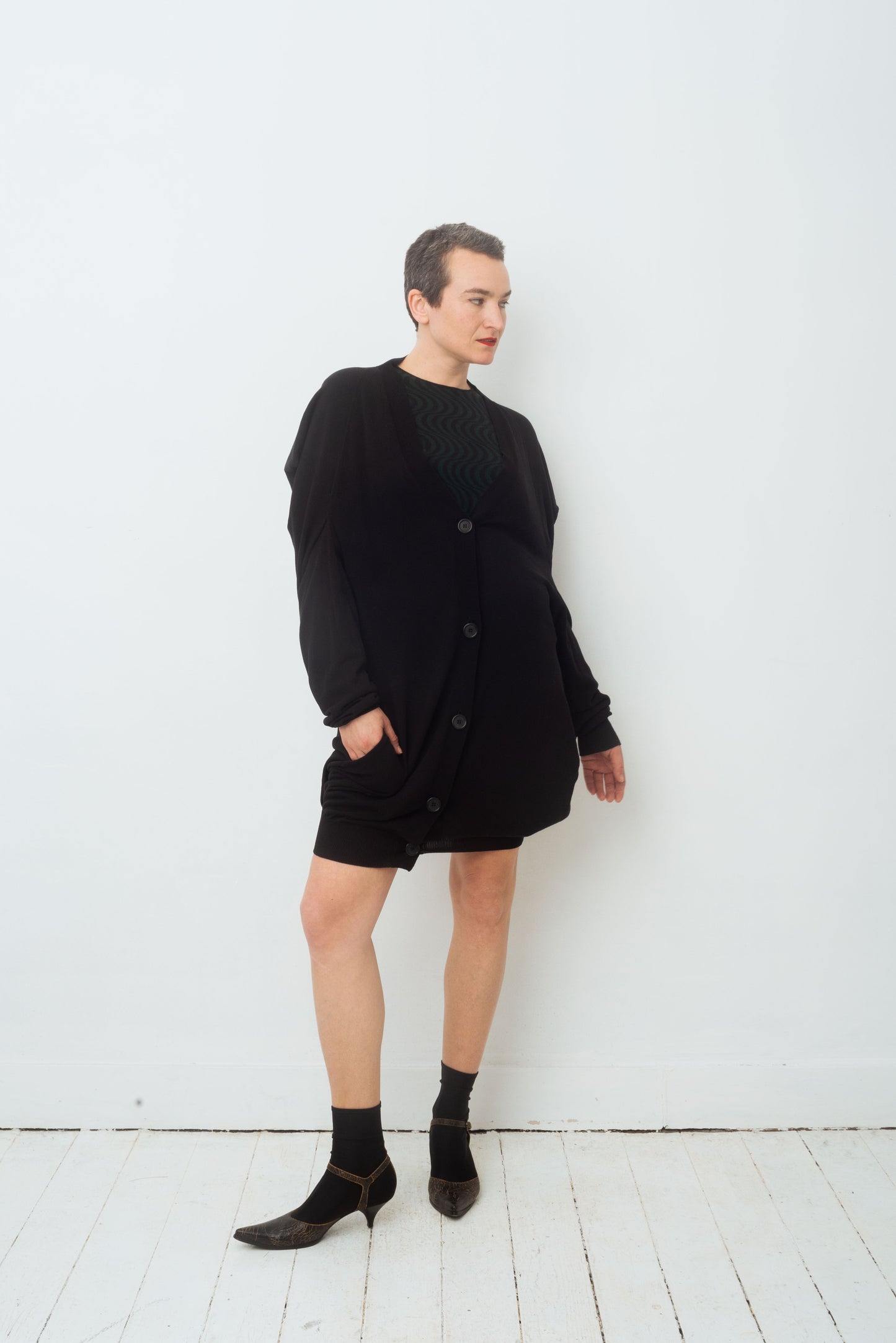 Martin Margiela line 0 square shaped black maxi cardigan