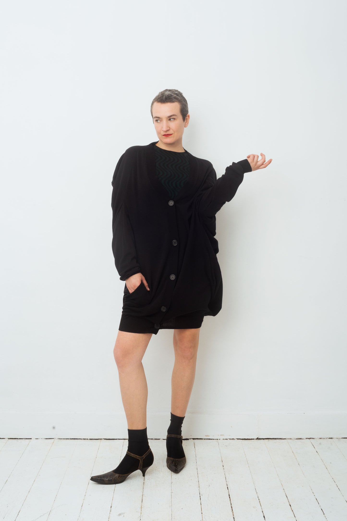 Martin Margiela line 0 square shaped black maxi cardigan