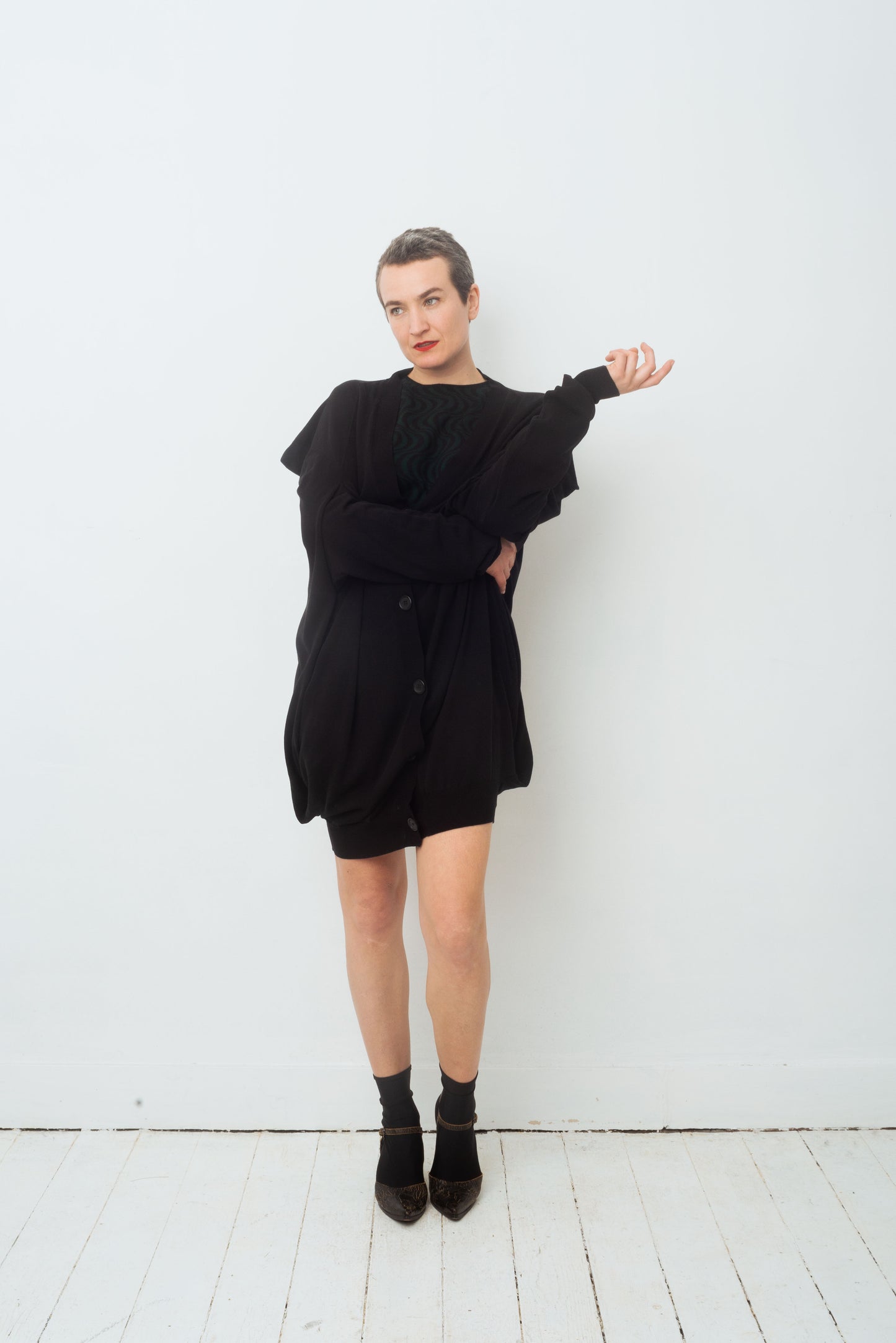 Martin Margiela line 0 square shaped black maxi cardigan