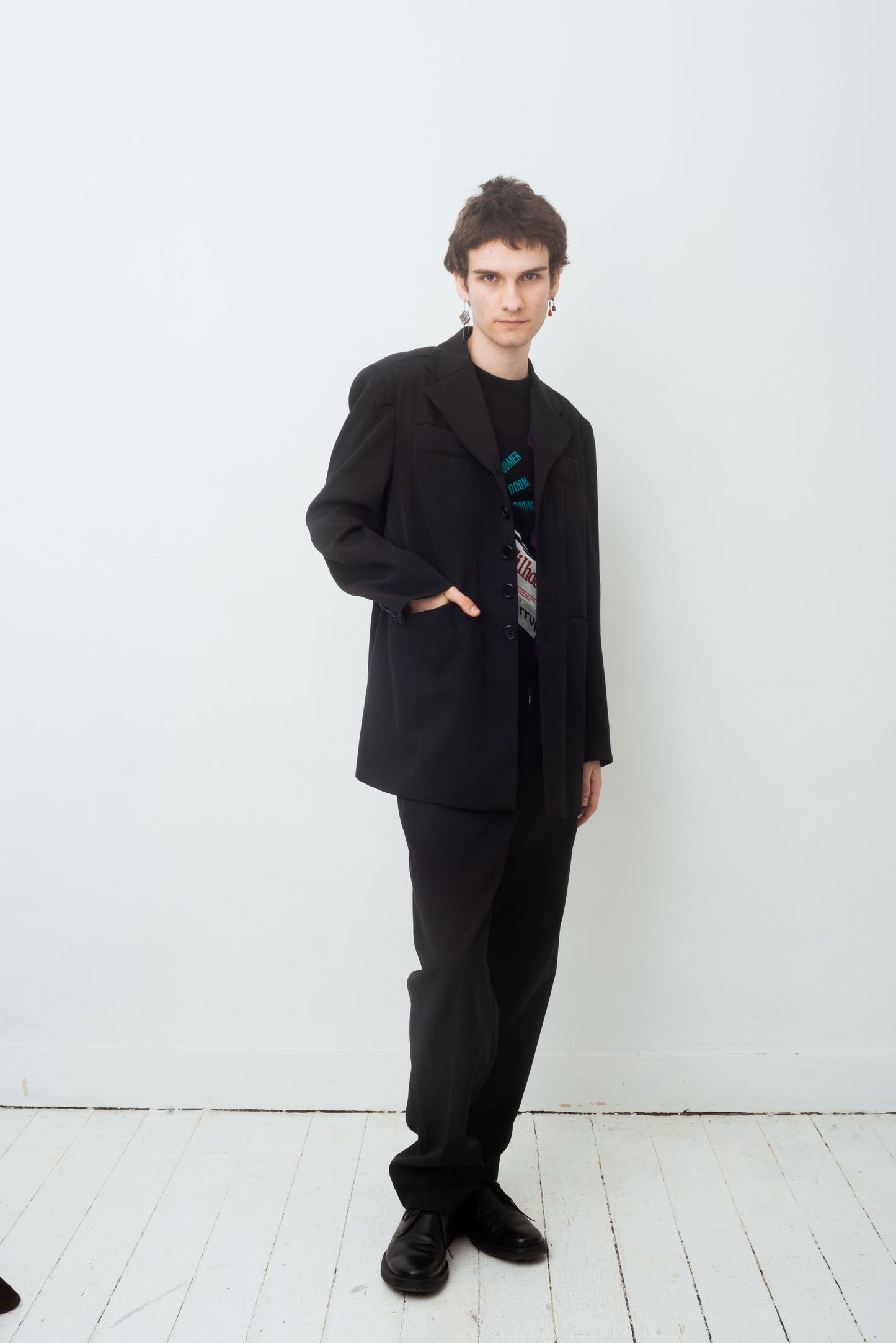 Dirk Bikkembergs 2000's technical fabric dark blue suit