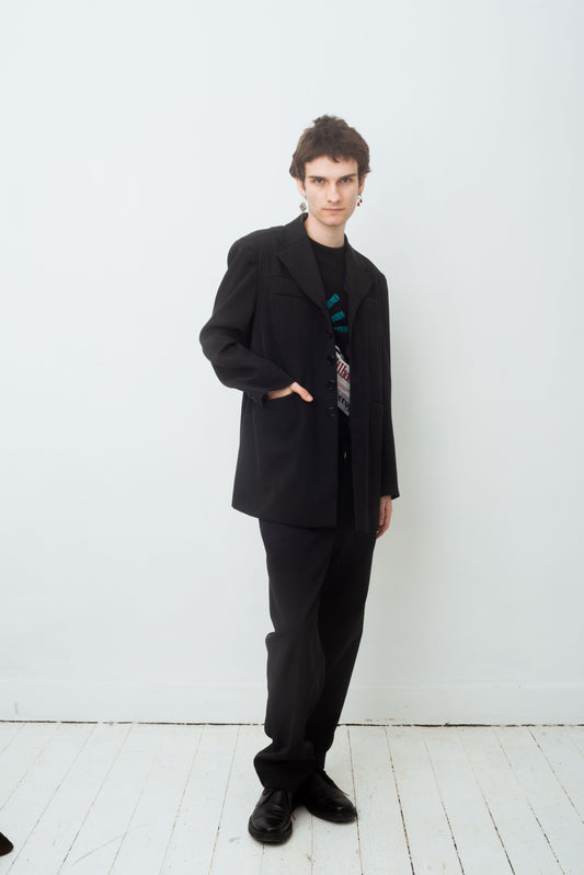 Dirk Bikkembergs 2000's technical fabric dark blue suit